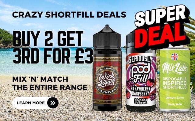 buy 3 for 2 or get third for free on vape juice